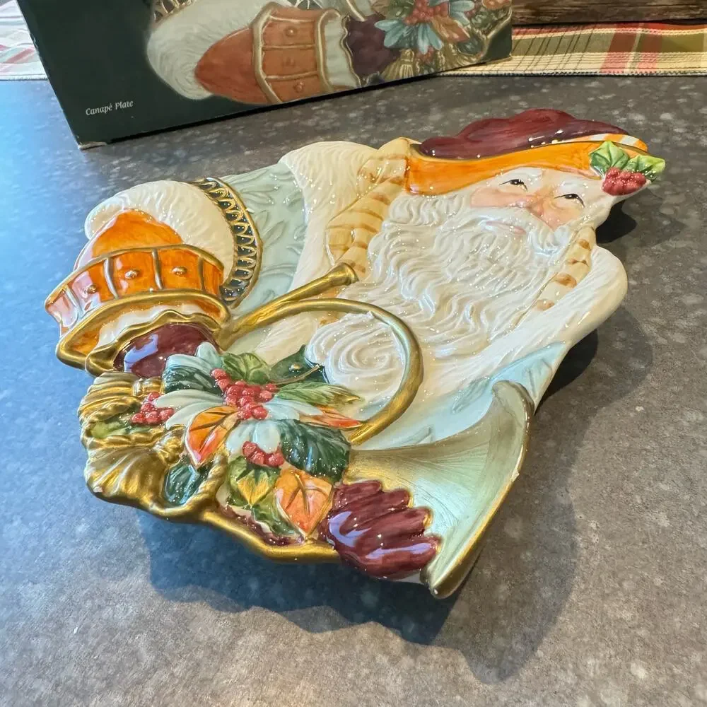 Fitz and Floyd Classics Old World Santa Canape Plate Clairmont Collection 2006
